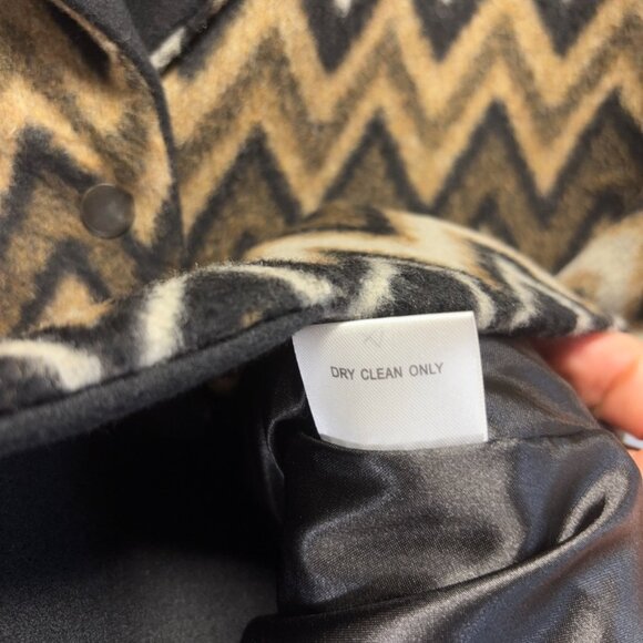 Anthropologie Luii Jacket Womens Small Brown Black Chevron Zig Zag Shawl Collar - Picture 10 of 11